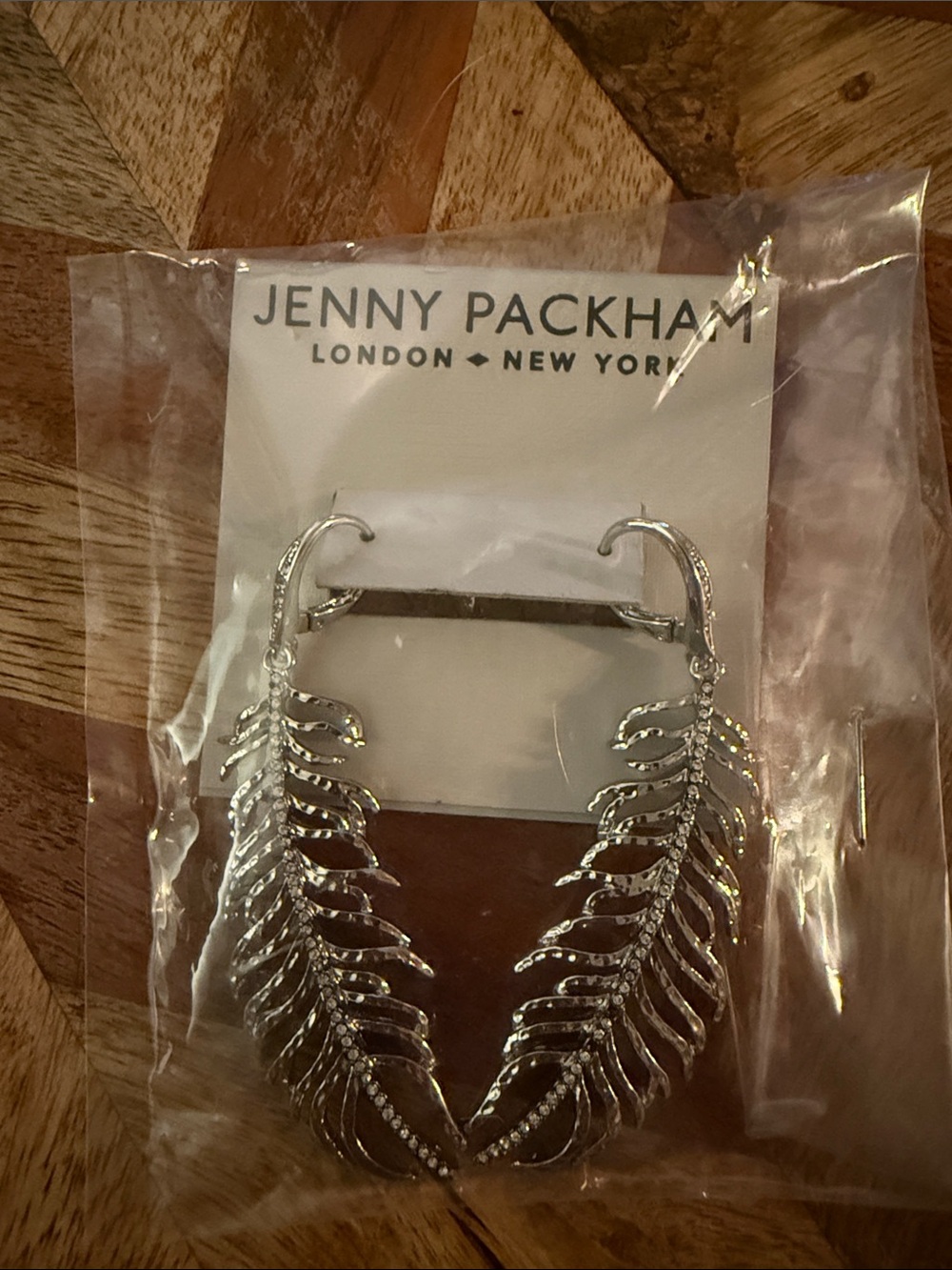 Jenny Packham Silver Leaf Dangle Earrings